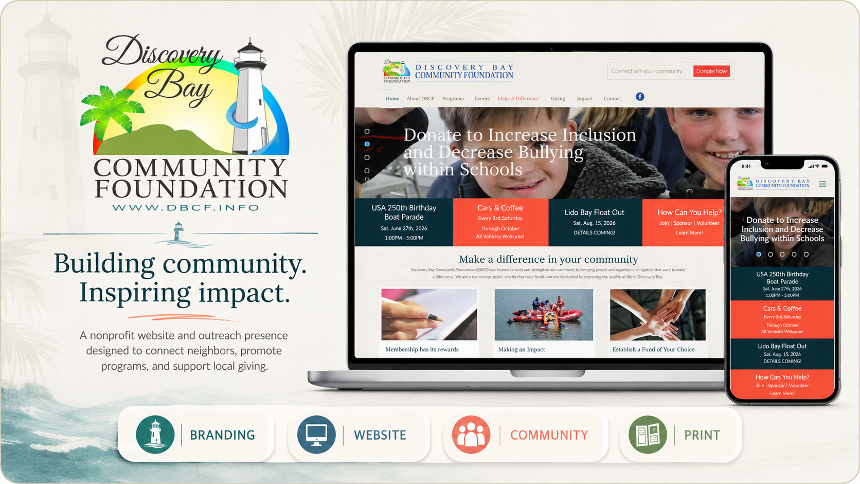 Discovery Bay Community Foundation website mockup