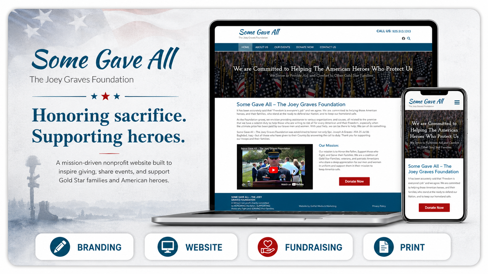 Some Gave All nonprofit website mockup
